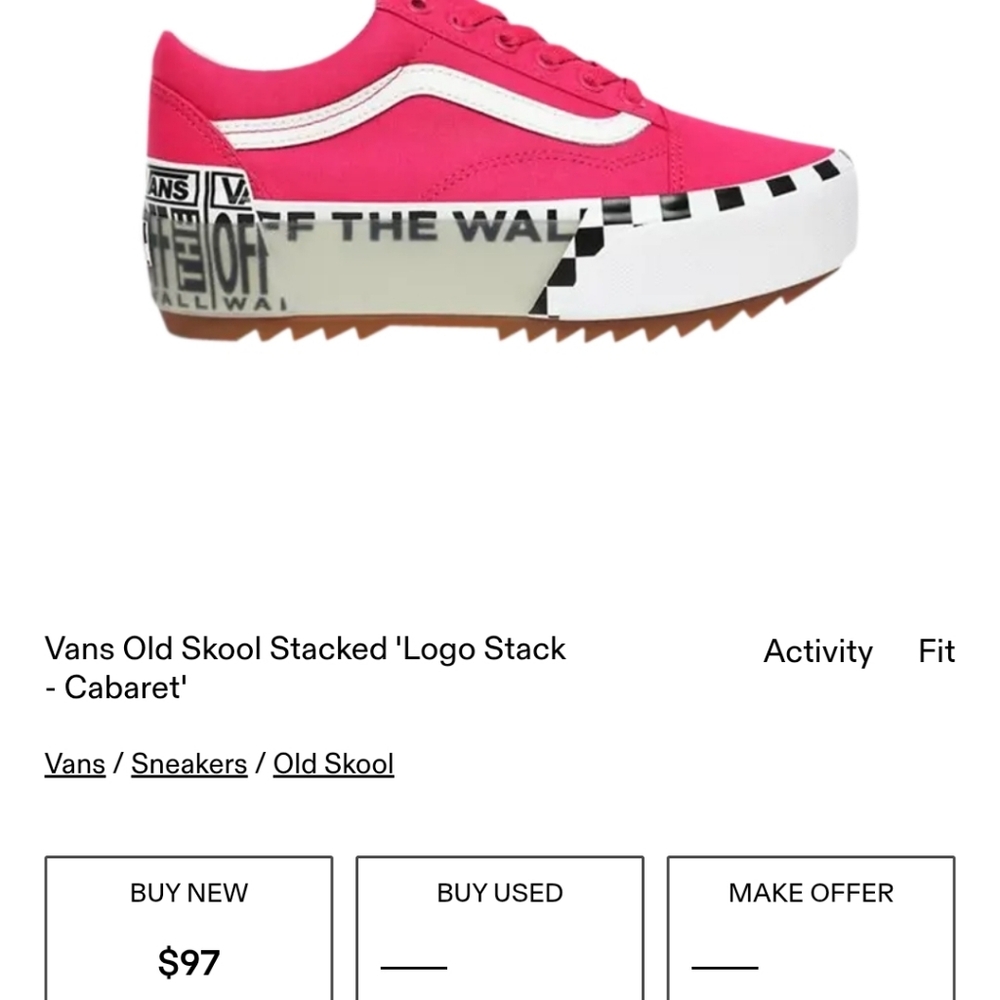Vans Old Skool Stacked Platform Sneakers W6.5 Cabaret - Picture 14 of 14